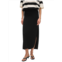White Warren cotton slub slit skirt in black