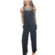 White Birch washed henley overalls in black