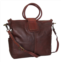Nino Bossi leather ring handle tote w/ strap in walnut