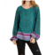Umgee scarf print knit top in teal