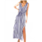 Vine & Love seaside stripes maxi dress in navy