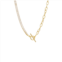 Adina Eden cz baguette x paperclip toggle necklace