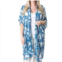 Top It Off kari printed lightweight kimono wrap shawl in navy blue white starfish