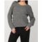 Dex long sleeve bevelled hem sweater in grey