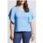 TRIBAL raglan pop over v neck double frill short sleeve top in blue