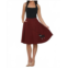 Orchid Bloom embroidered poodle swing skirt in burgundy