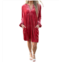 Easel long sleeve velvet tunic dress in lipstick coral