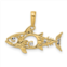 Diamond2Deal 14k yellow gold and white rhodium diamond-cut fish pendant