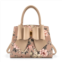 Like Dreams womens rosalie bow top handle satchel bag in beige floral print
