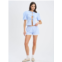 Miss Circle qutayla baby blue gingham lace trim shorts