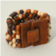 FASHNZFAB wooden clasp natural beaded wide stretch bracelet