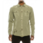 Victorious long sleeve button up denim jean shirt jacket in olive