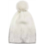 Jocelyn metallic pom pom knit hat beanie in ivory silver