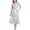 Max Studio bubble sleeve v-neck empire waist midi dress