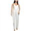 Bebe women back lace belted v-neck jumpsuit in white