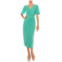 Maggy London short sleeve wrap midi dress in green