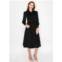 Yalnewyork black corduroy midi dress with pockets