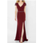 Montage by Mon Cheri embellished surplice bodice formal gown in wine