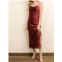 DRESS FORUM midi satin slip dress in burgundy