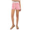 Tractr girls tween denim shorts in white / red stripe