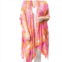 Top It Off kari printed lightweight kimono wrap shawl in pink sea coral
