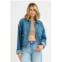 TRUEDAMES oversized cargo pocket denim jacket with cuffed sleeves