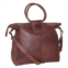 Nino Bossi leather ring handle tote w/ strap in brown