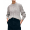 White Warren organic cotton cable crew sweater in grey marl