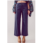 Q2 faux leather wide leg cropped pants in blue