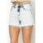 RISEN womens high rise side slit denim shorts in acid wash