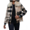 Vilagallo plaid zip bomber jacket in camel check fringe