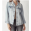 RISEN relaxed vintage distressed denim jacket in light wash