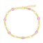 Simona sterling silver linked rose violet enamel anklet - gold plated