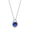 Simona sterling silver pearshaped necklace w/round september birthstone - sapphire