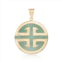 Ross-Simons green jadeite jade longevity chinese symbol circle pendant in 14kt gold