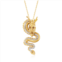 Ross-Simons white topaz dragon pendant necklace with garnet accents in 18kt gold over sterling