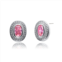 Genevive sterling silver pink cubic zirconia oval stud earrings