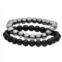 MAXCOLOR polished black onyx and hematite stretch bracelet 7 inhes