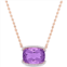 Mimi & Max womens 16 5/8ct tgw cushion-cut rose de france and white topaz halo pendant with chain in rose plated silver