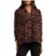 Elan womens printed tie neck button-down top