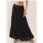 Ces Femme womens textured tiered long skirt in black
