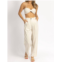 MABLE linen ruched crop + pant set in oatmeal