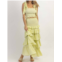 MABLE charm smocked maxi skirt set in lime