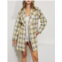 J.NNA double-breasted oversized checked coat in cream
