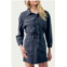 Fore denim raw-edge mini dress in washed black