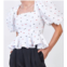 HUNTER BELL conway top in white glip gingham