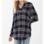 FDJ popover check textured tunic in navy plaid