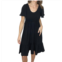 Haptics smocked top dress with side pockets in black