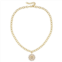 Rachel Glauber rg 14k gold plated with diamond cubic zirconia sunshine flower pendant curb chain adjustable necklace