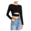 Fore womens cut out scoop neck cropped